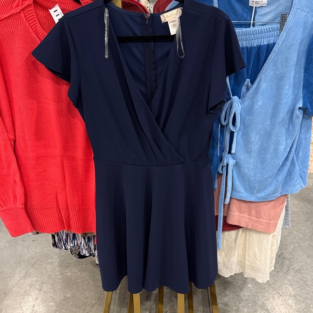 Altar'd State Navy Wrap Skater Dress